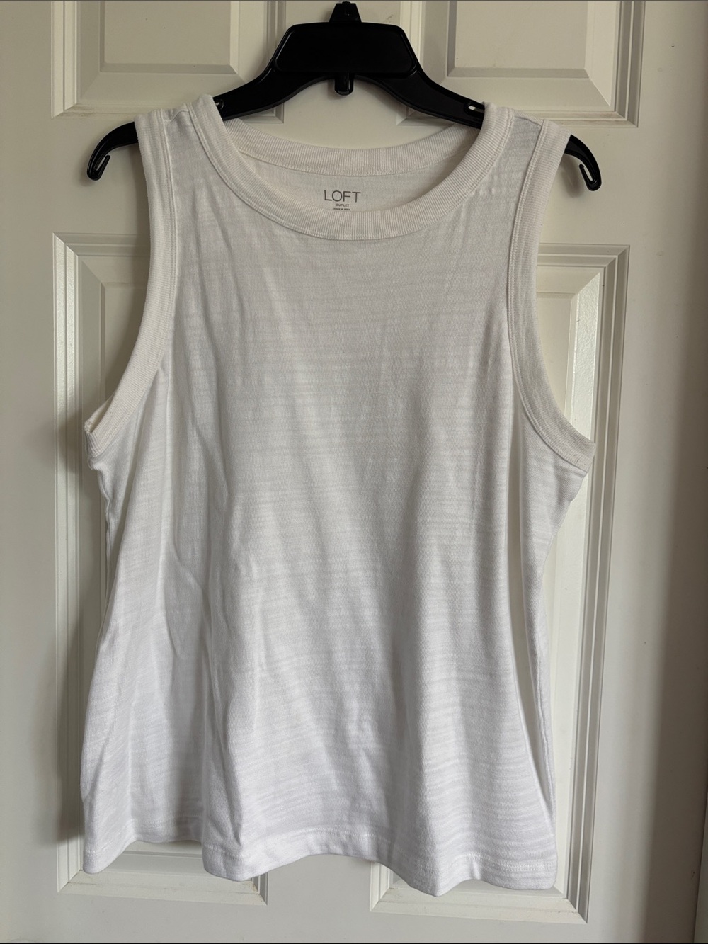 LOFT White Ribbed Crew Neck Tank Top